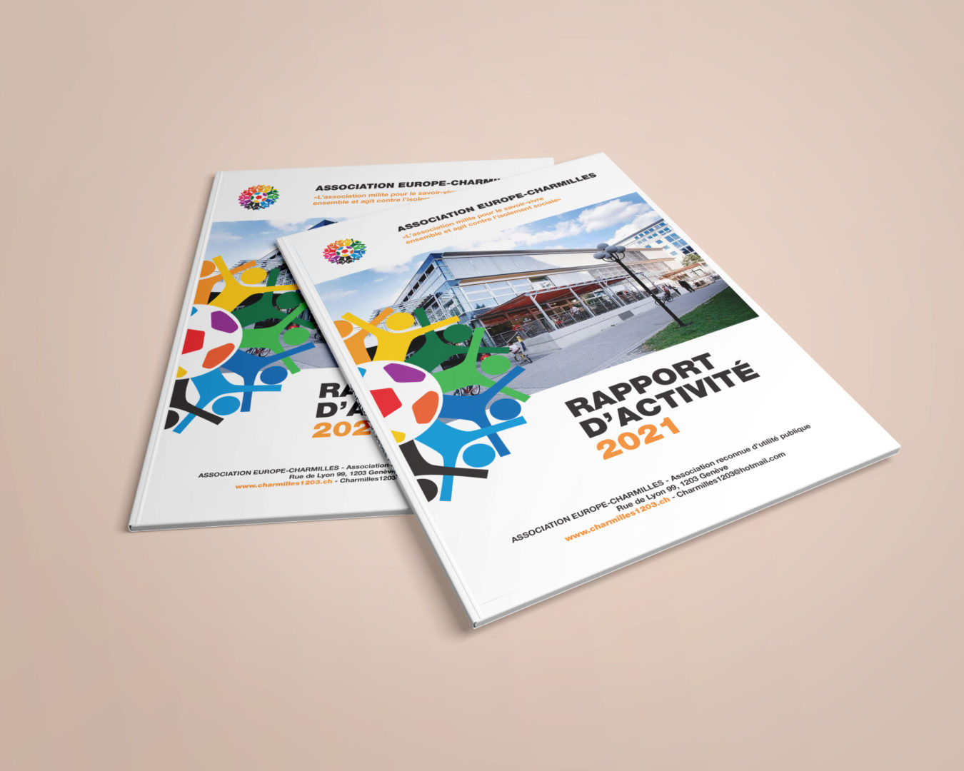 Design et mise en page du rapport d'activité de l'association Europe Charmilles
