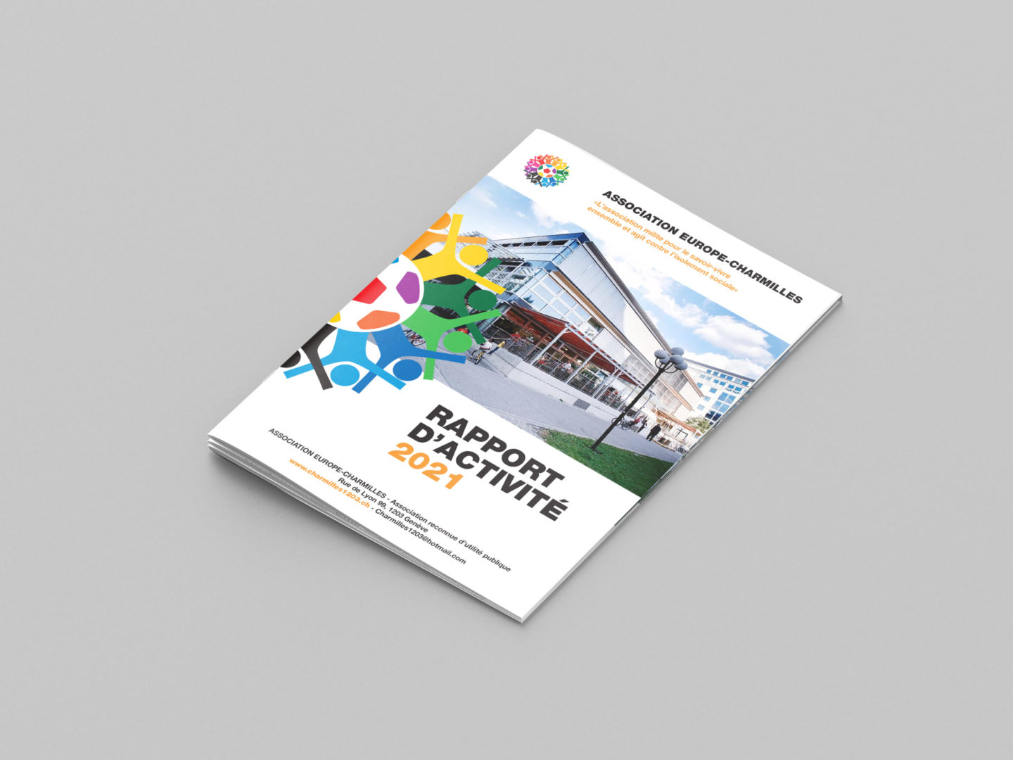 Design et mise en page du rapport d'activité de l'association Europe Charmilles