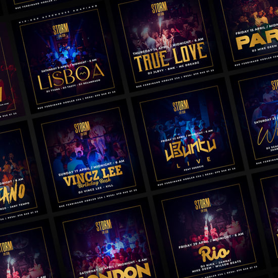 visuels flyers de soirée pour boite de nuit storm live club