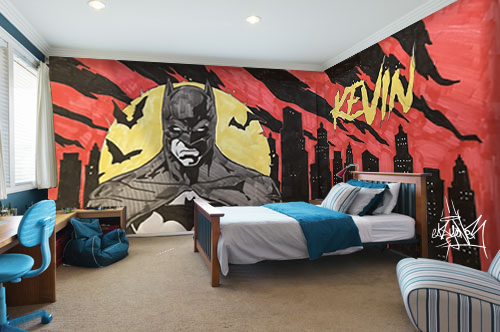 décoration chambre enfant graffiti batman