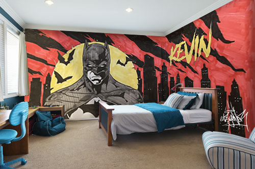 décoration chambre enfant graffiti batman