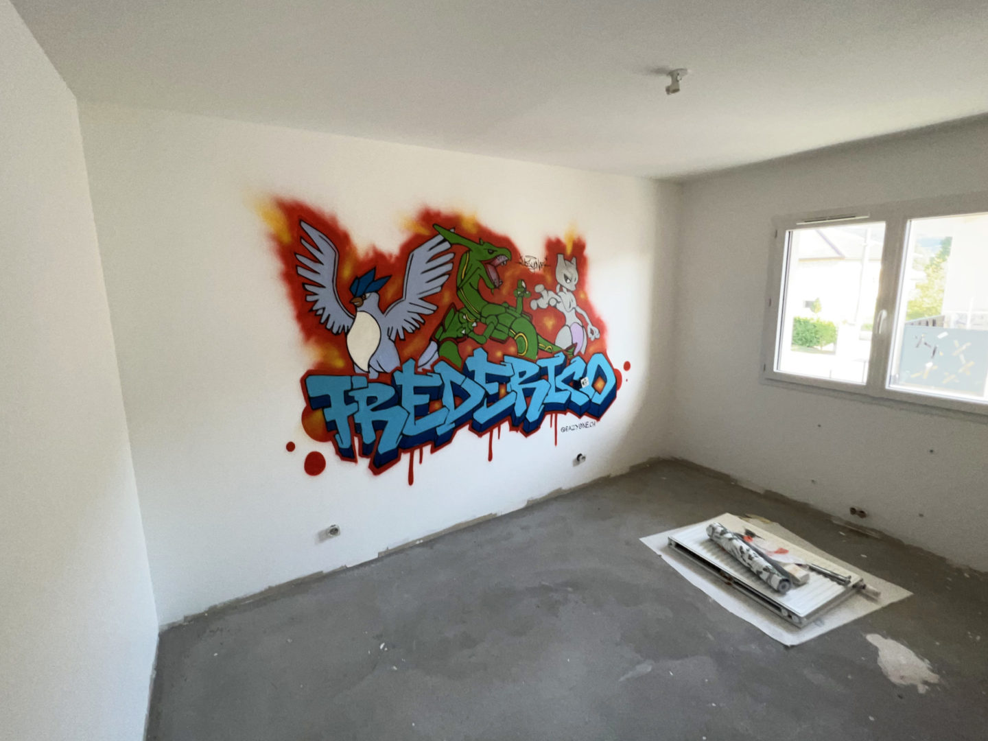 Graffiti chambre enfant frederico pokemon graffeur artiste eazy one