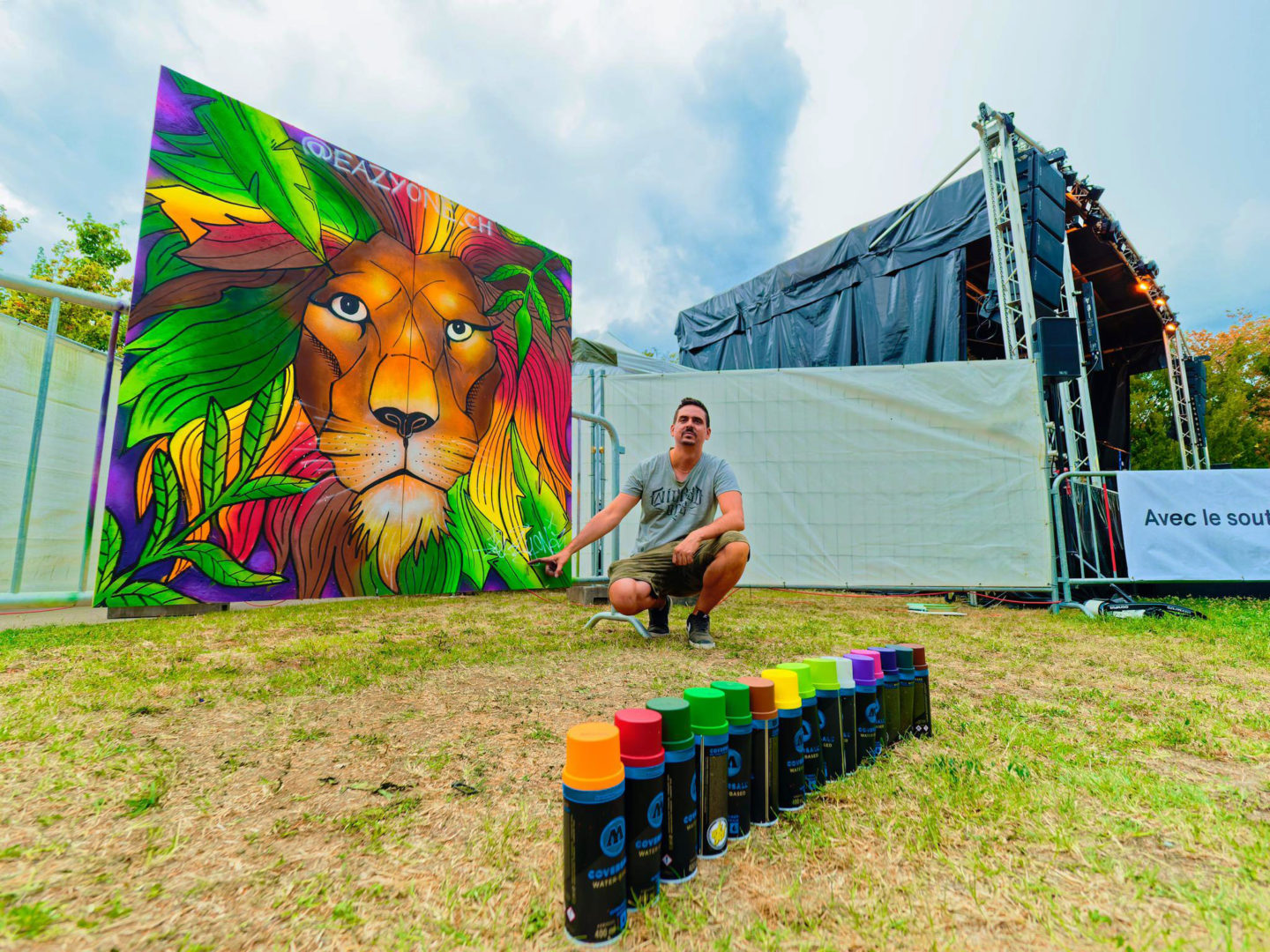 Livepainting artiste graffeur eazyone au pachamama connexion festival lancy geneve