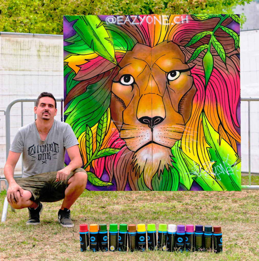 Livepainting artiste graffeur eazyone au pachamama connexion festival lancy geneve