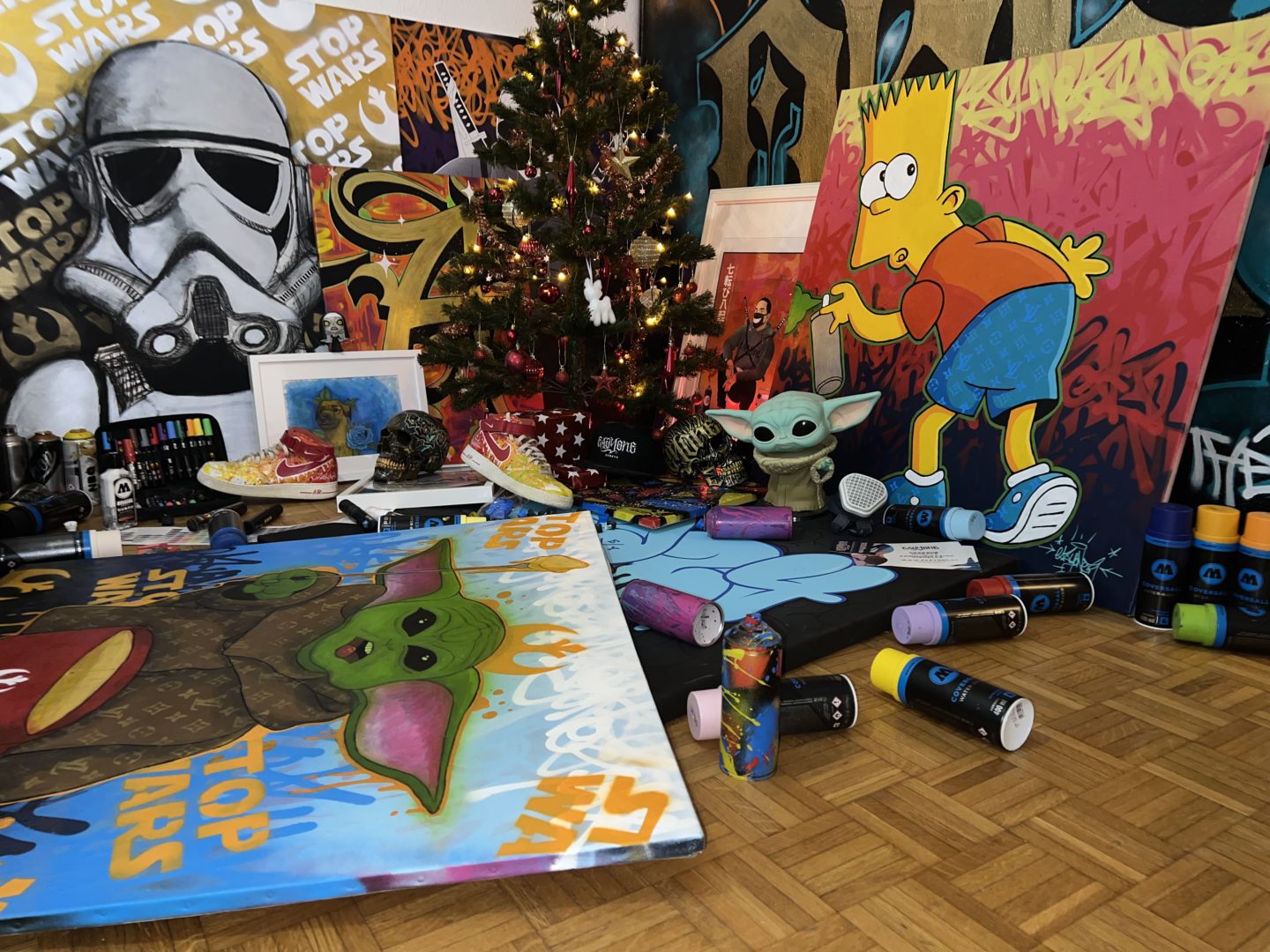 tableau graffiti street art cadeau noel graffeur eazy one suisse geneve